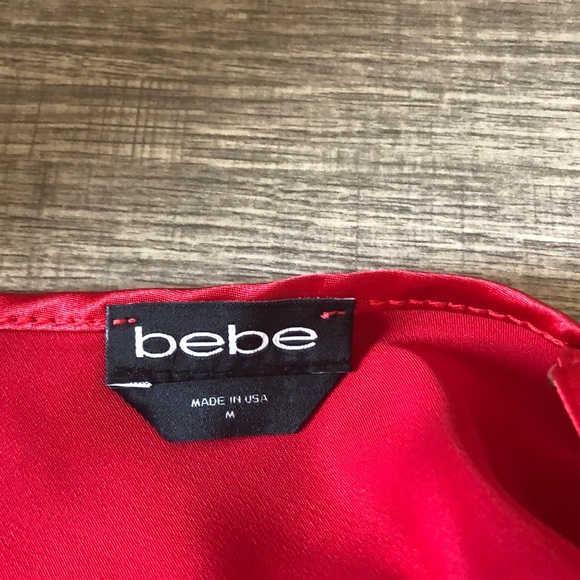 BEBE SATIN COWL NECK SLIP MIDI DRESS Red - Picture 7 of 9